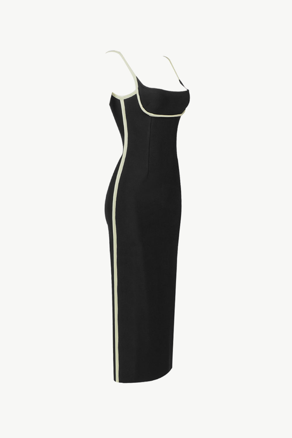 Contrast Spaghetti Strap Slit Midi Dress