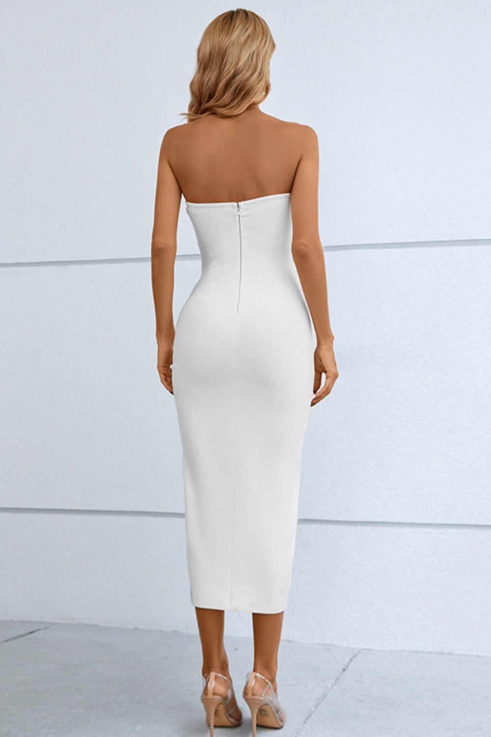 Cutout Strapless Drawstring Bandage Dress